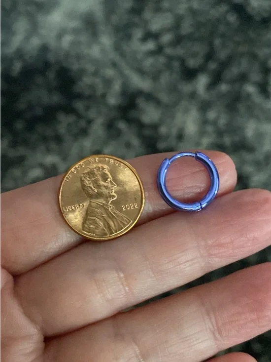 Small Purple Hoop Earrings - Lightweight Metal - Picture 2 of 2